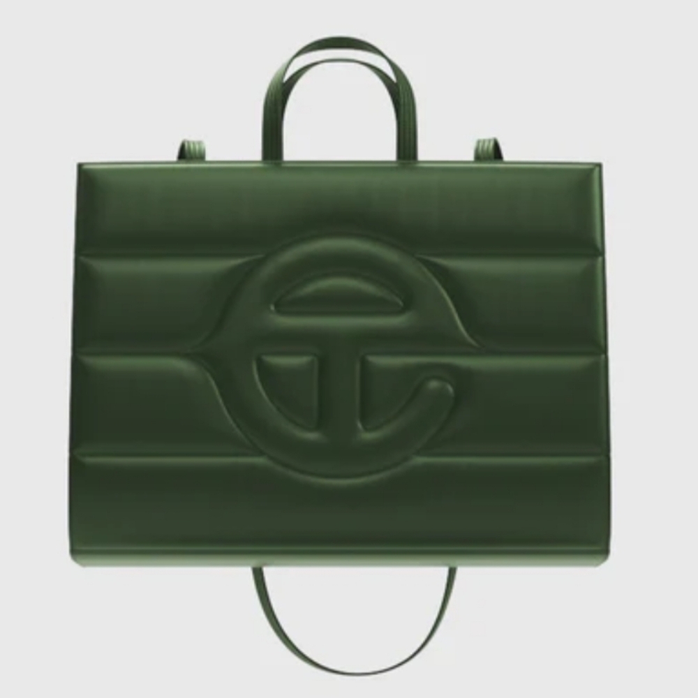 NWT Telfar Puff Shopper Green Quilted Tote  Bag - Picture 2 of 8